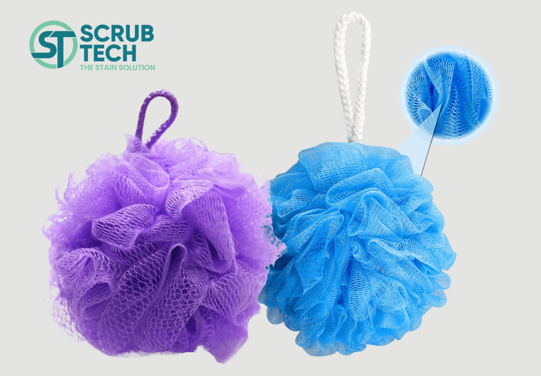 Loofah Bath Sponge 5-Inch Size Body Scrub Mesh Cleaning Sponge Bath Sponge Microfiber Mesh Material 