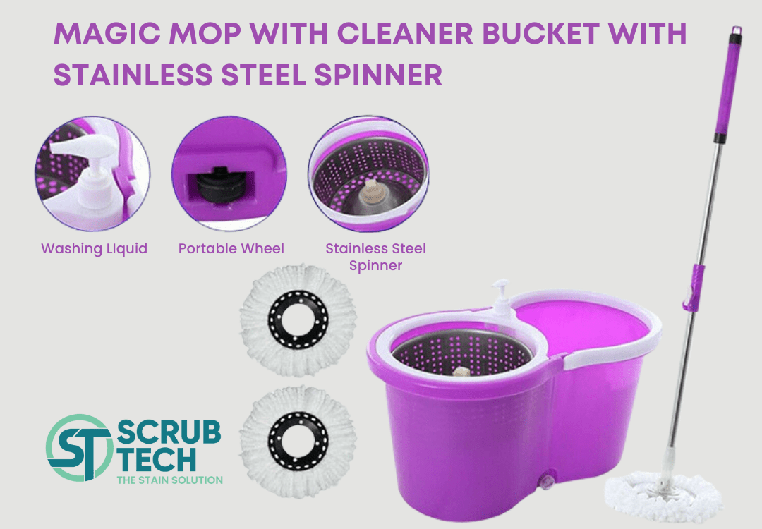 360Degree Spin Mop Bucket with Stainless Steel Rod