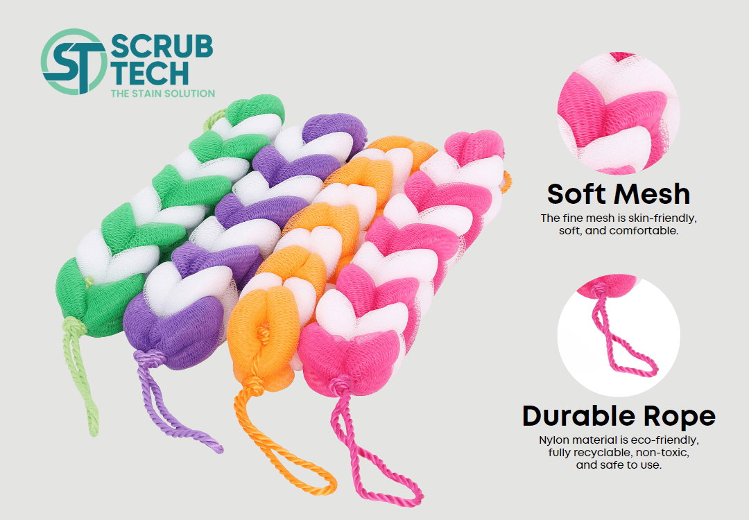 Silky Soft Net Bath | Net Body Scrubber | Bath Sponge Long Body Scrub Cleaning Sponge Microfiber Net Material