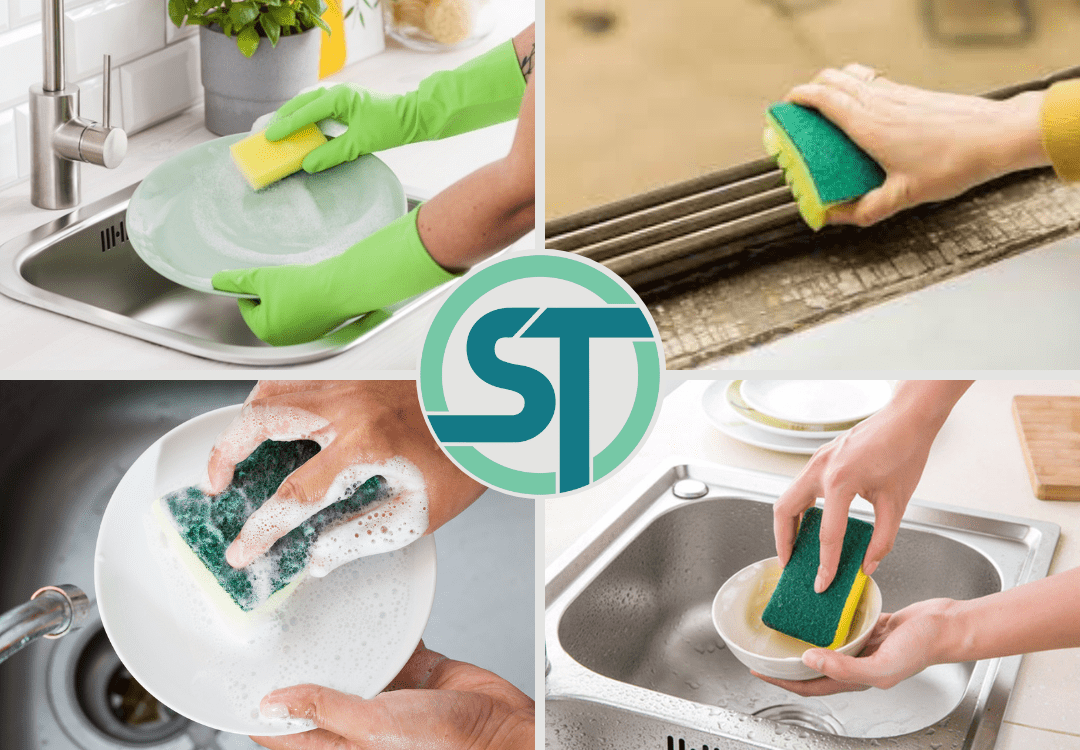 Custom Printed Kitchen Cleaning Sponge Scouring Pads Utensil Cellulose Cleaning Sponge